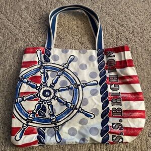 Brighton Nautical Tote with Red, Blue, and White Design